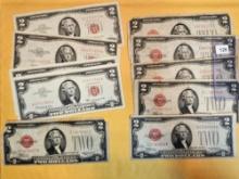 Ten mixed Two Dollar Notes