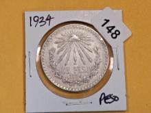 1934 Mexico silver un Peso