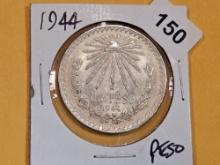 1944 Mexico silver un Peso