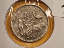 * KEY DATE 1935 Australia silver 6 pence in Brilliant About Uncirculated