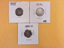 Three better mixed silver Dimes