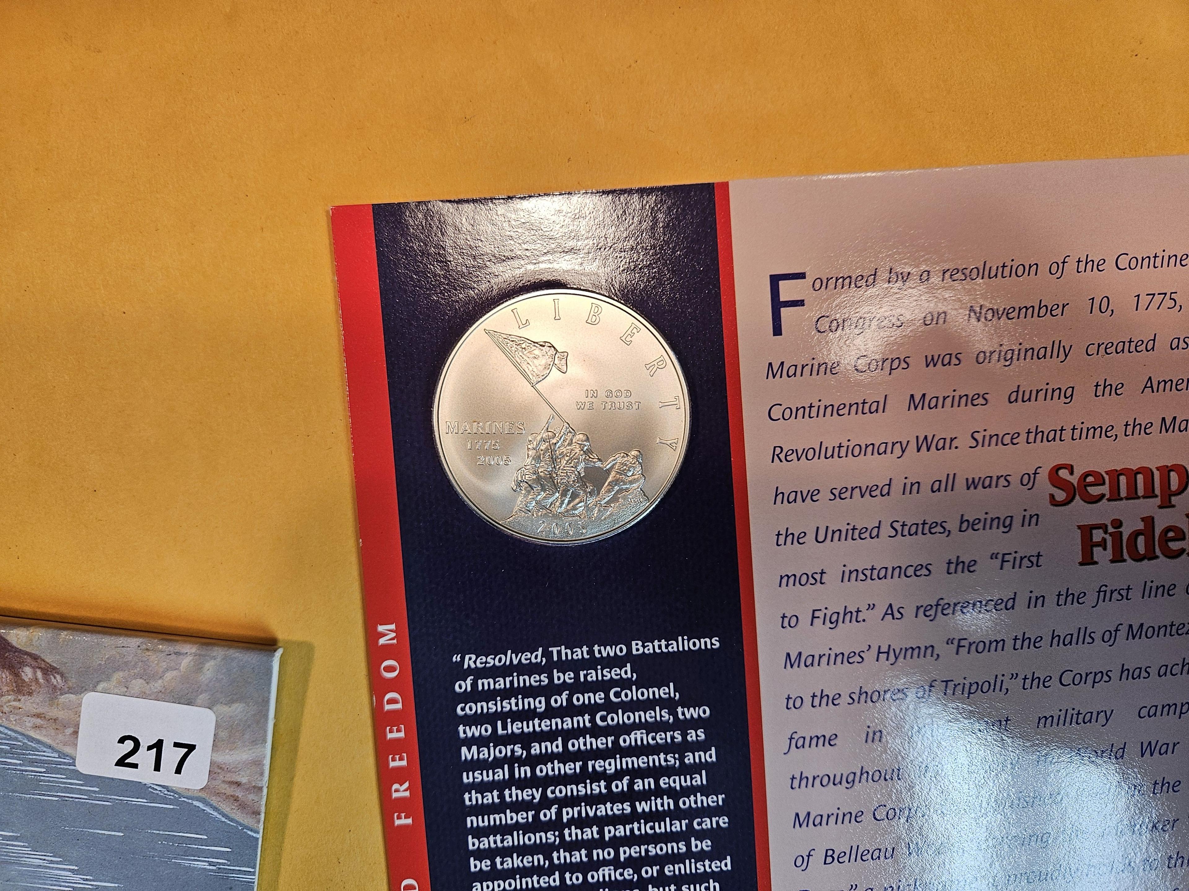 2005 GEM BU US Marine Coin & Stamp set