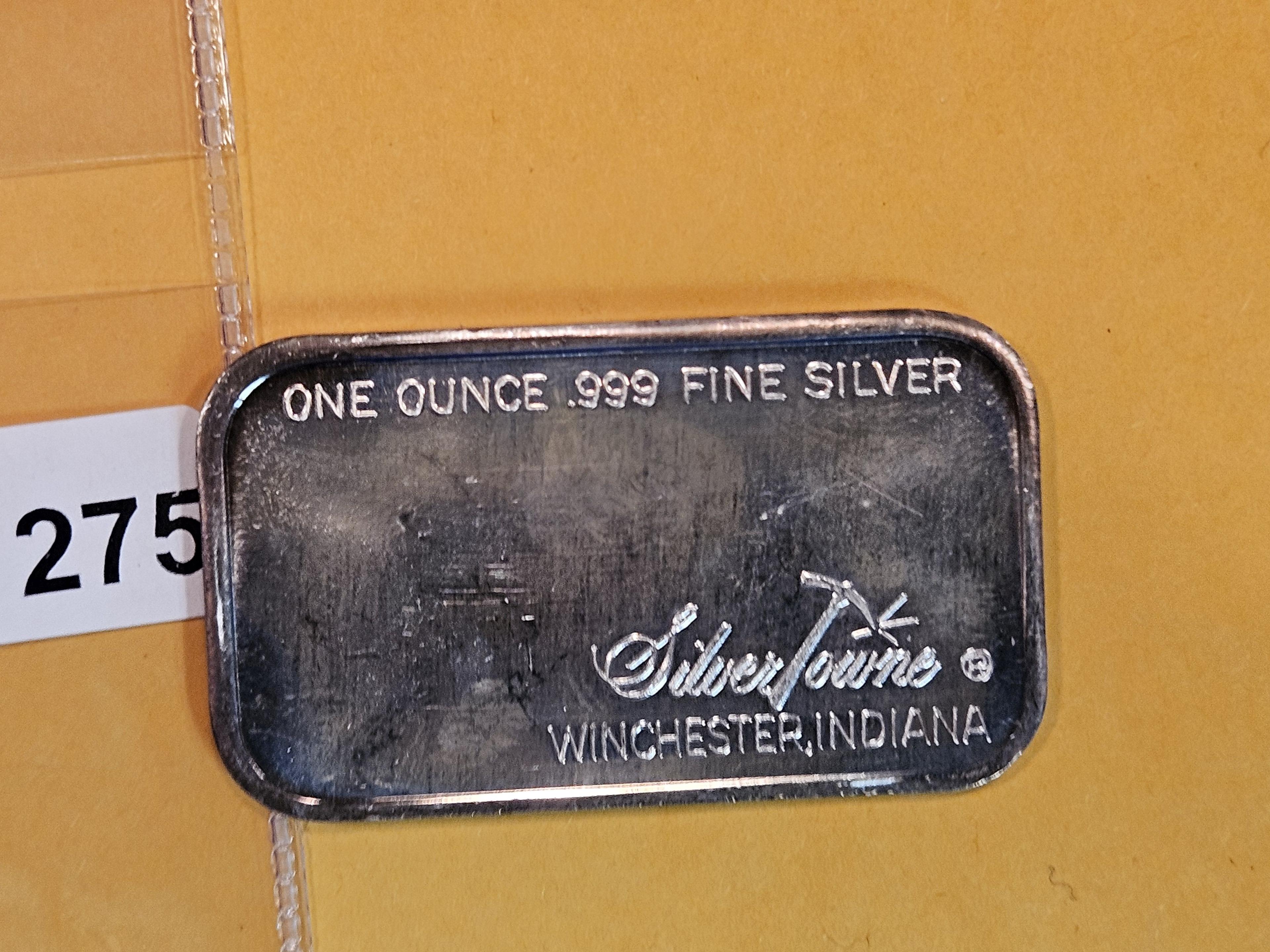 One Troy ounce .999 fine silver art bar