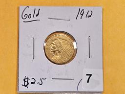 GOLD! 1912 Indian Head gold $2.5 Quarter Eagle