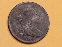 1804 Draped Bust Half Cent in Fine details