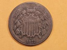 *** KEY DATE *** 1872 Two Cent Piece in Fine plus