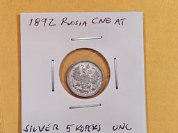 Uncirculated 1892 Russia silver 5 kopeks