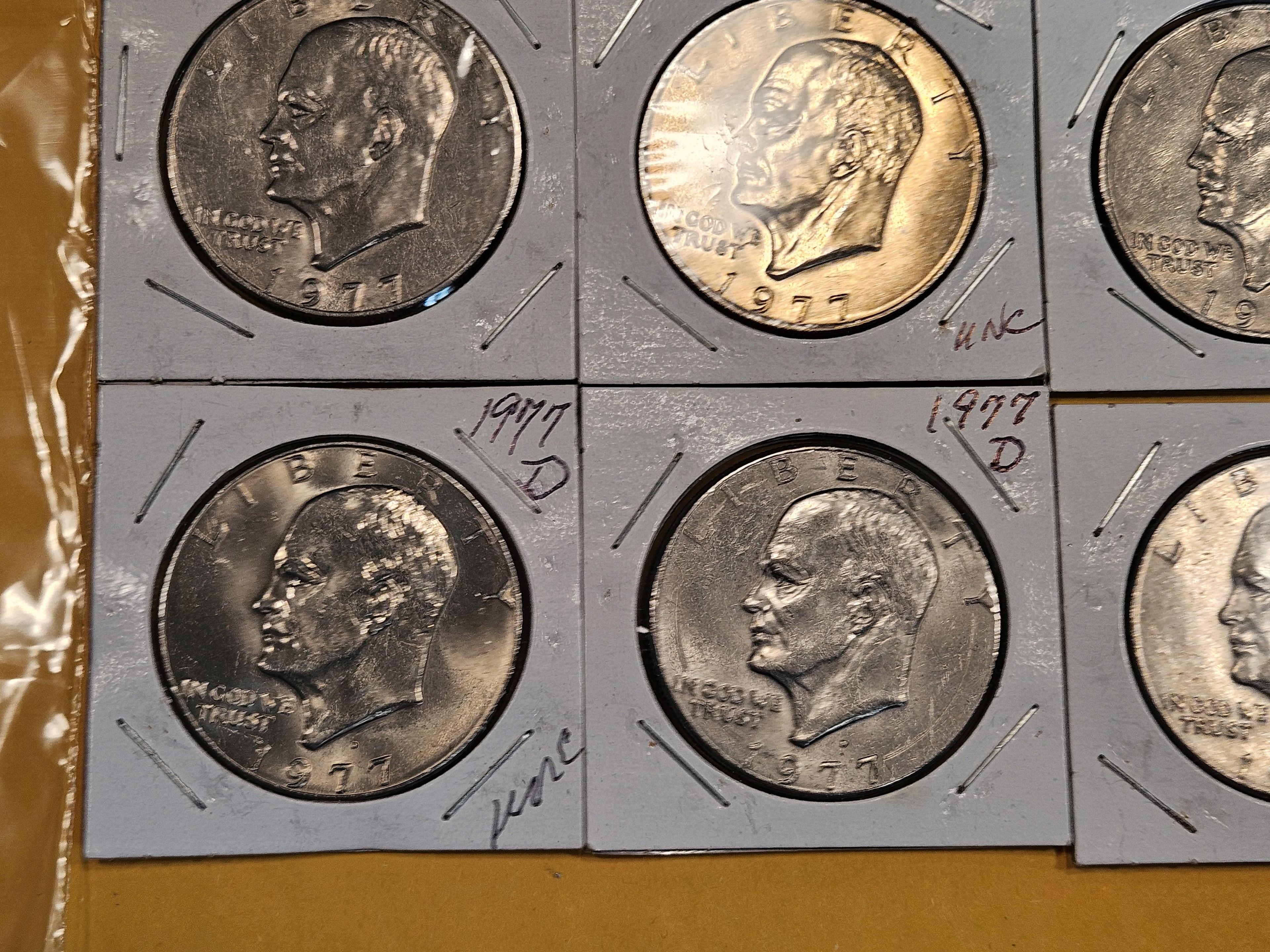Thirteen mixed Eisenhower Dollars