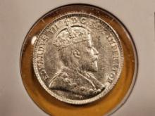 Choice Brilliant Uncirculated 1907 Canada silver 5 cents
