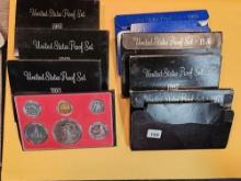 Eight mixed US Proof Sets