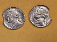 ERRORS! Two Very Choice Brilliant Uncirculated Jefferson Nickels