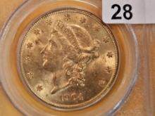 PCGS! GOLD 1904-S Liberty Head Gold Twenty Dollars in Mint State 63