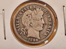 Better Date 1898-O Barber Dime in Very Good plus
