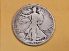 1917-D Walking Liberty Half Dollar in Very Good