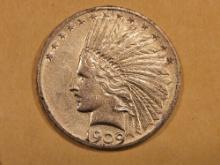 GOLD! Brilliant About Uncirculated 1909 Gold Ten Dollar Indian