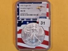 PERFECT! NGC 2021 American Silver Eagle in Mint State 70