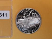 One Troy ounce .999 fine Silver proof art round