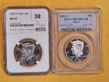 Two GEM NGC and PCGS graded Kennedy half Dollars