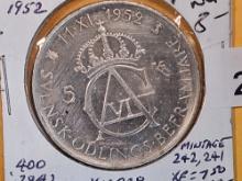 1952 Sweden silver 5 kroner