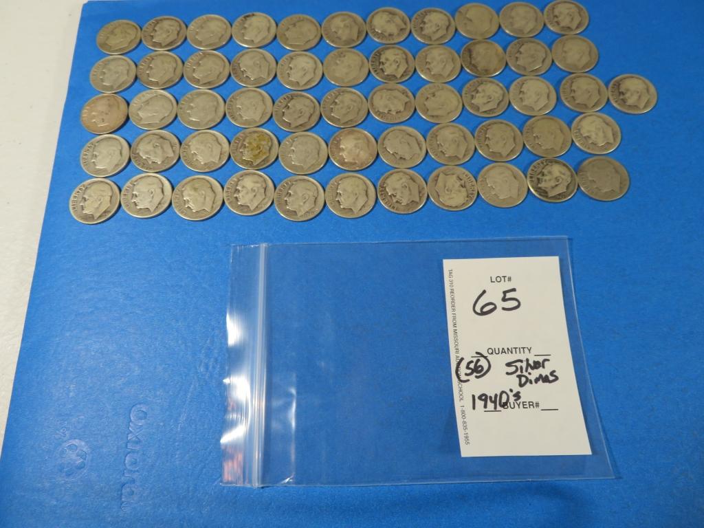 FIFTY SIX Silver Dimes "1940s"