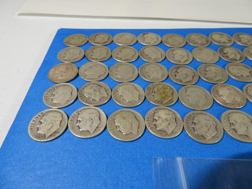 FIFTY SIX Silver Dimes "1940s"