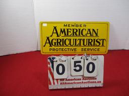 American Agriculturist Member Embossed Metal Advertising Sign