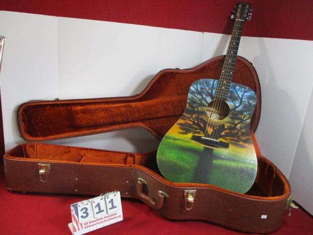 Hand Painted Two-Sides Acoustic Guitar