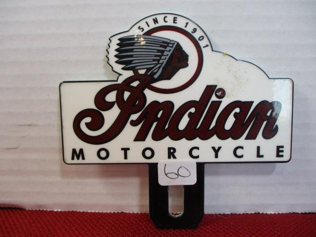 Indian Motorcycle Porcelain Advertising License Plate Topper