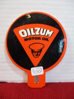Oilzum Porcelain Advertising License Plate Topper