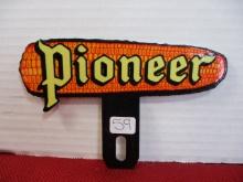 Pioneer Porcelain Advertising License Plate Topper