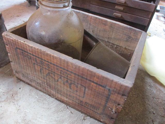 Early Wooden Advertising Crate w/ Extras