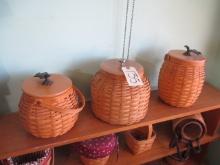 Longaberger Lidded Baskets-lot of 3