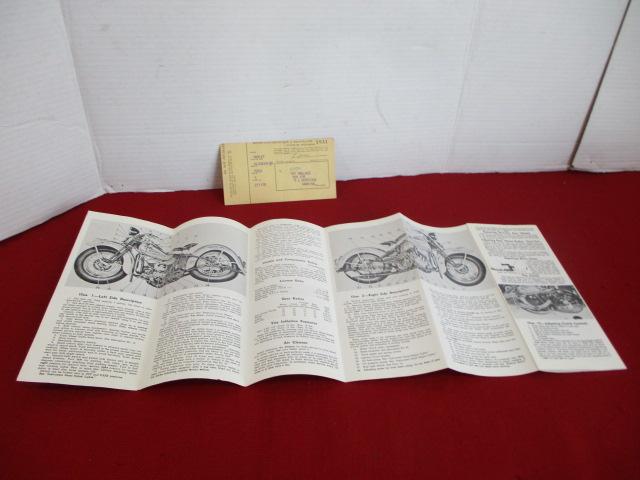 1931 Harley Davidson Motor Cycles Registration Card & Instructions