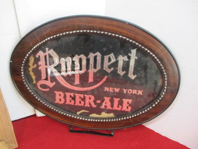 Rupert Beer/Ale New York 1947 Reverse Painted on Glass Advertising Easlback