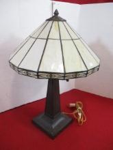 Slag Glass End Table Lamp