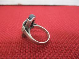 Sterling Silver Onyx & Cabochon Ring