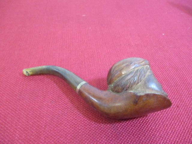 Figural Carved Wooden Briar Wood Pipe