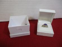 Sterling Silver Amethyst & Diamond Ring