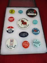 Budweiser Political Buttons-lot of 12