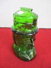 1950's Abraham Lincoln Green Glass Coin Bank