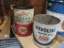 Pair of Advertising Texaco Cans