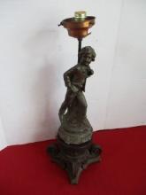 Victorian Pot Metal Figural Boy Lamp From Mansion Newel Post