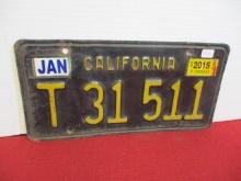 Vintage California License Plate