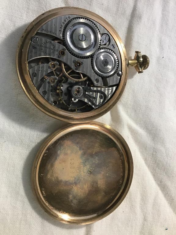 Illinois pocket watch.  Runs.  Crystal scratched.