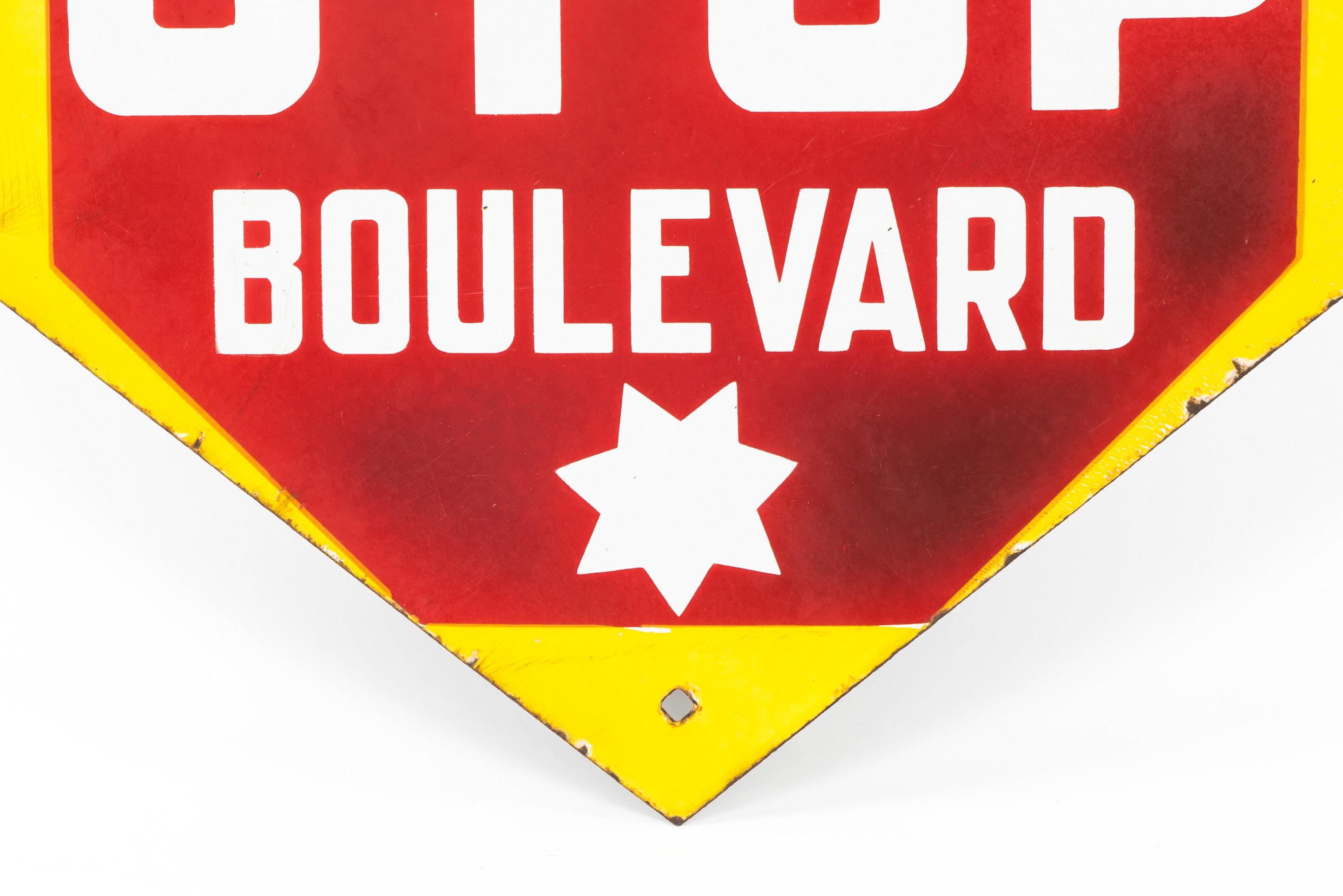 Stop Boulevard Porcelain Traffic Sign