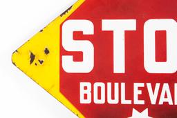 Stop Boulevard Porcelain Traffic Sign