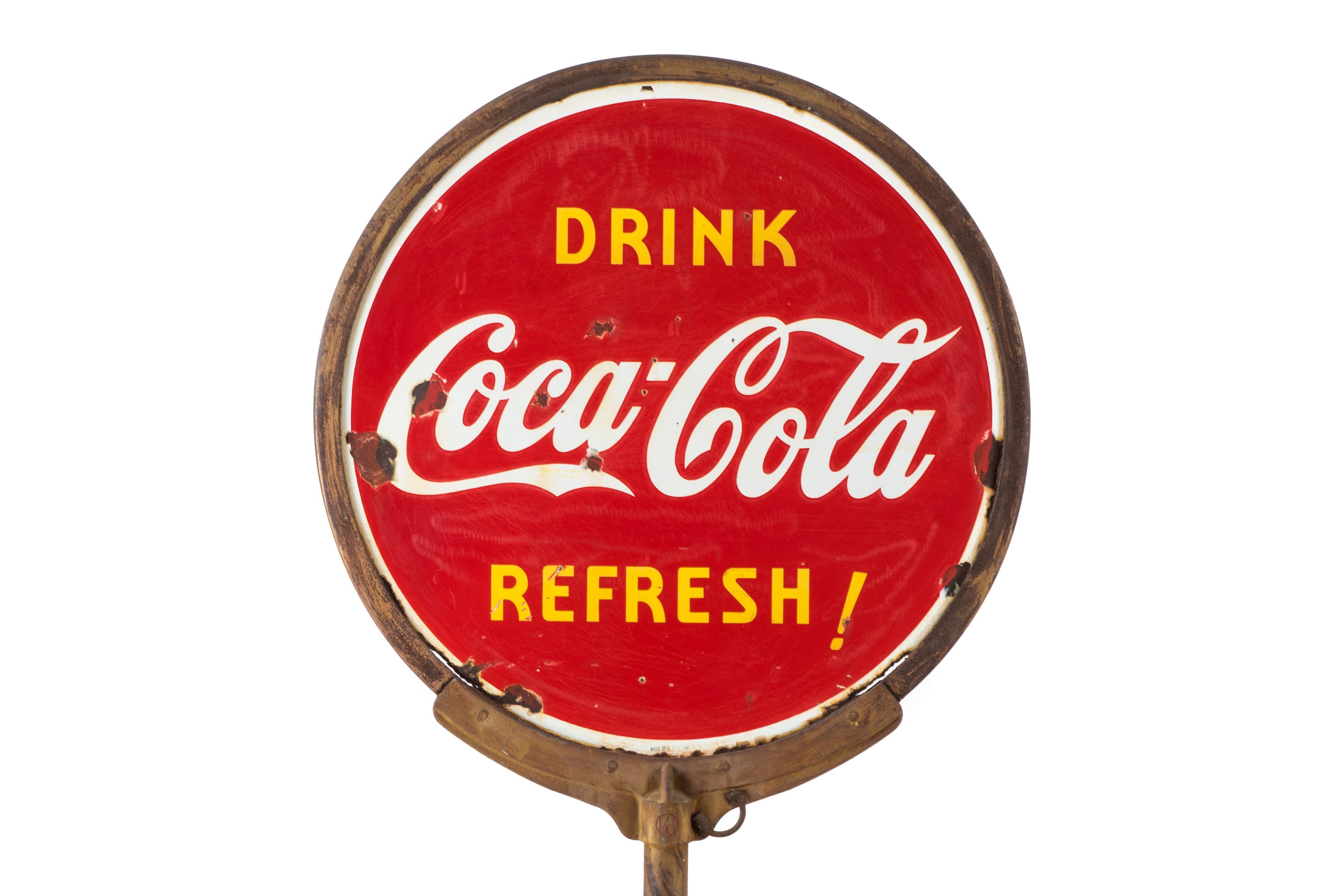 Drink Coca-Cola Refresh! Porcelain Curb Sign