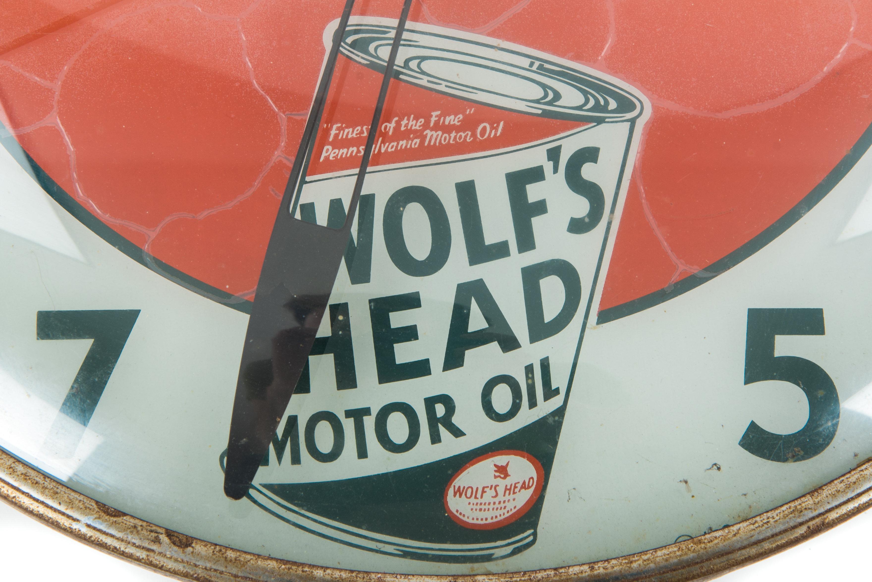 Wolf's Head Motor Oil Lighted Pam Clock