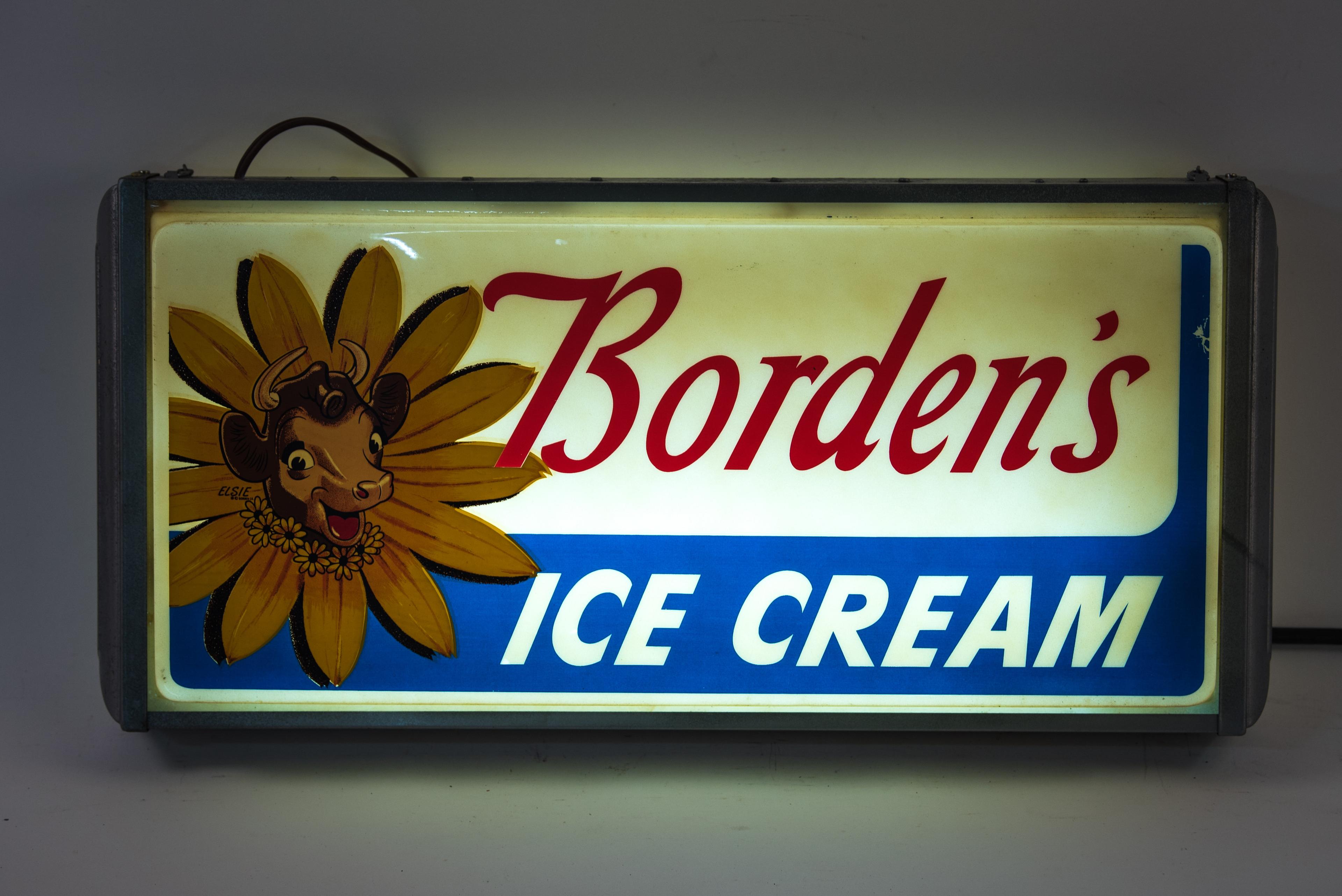 Borden's Ice Cream Lighted Plastic Sign