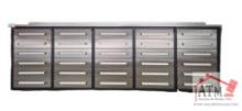 NEW 10' Work Bench w/ 30 Drawers - Stainless Steel